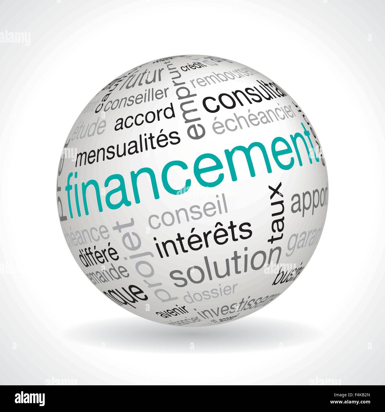 Il francese "Finanziamento" Sfera con parole chiave Illustrazione Vettoriale
