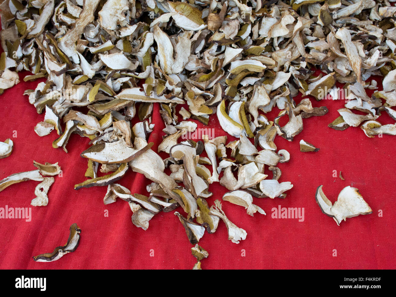 L'Italia, Piemonte, Fiera del Tartufo di Alba: funghi secchi Foto Stock