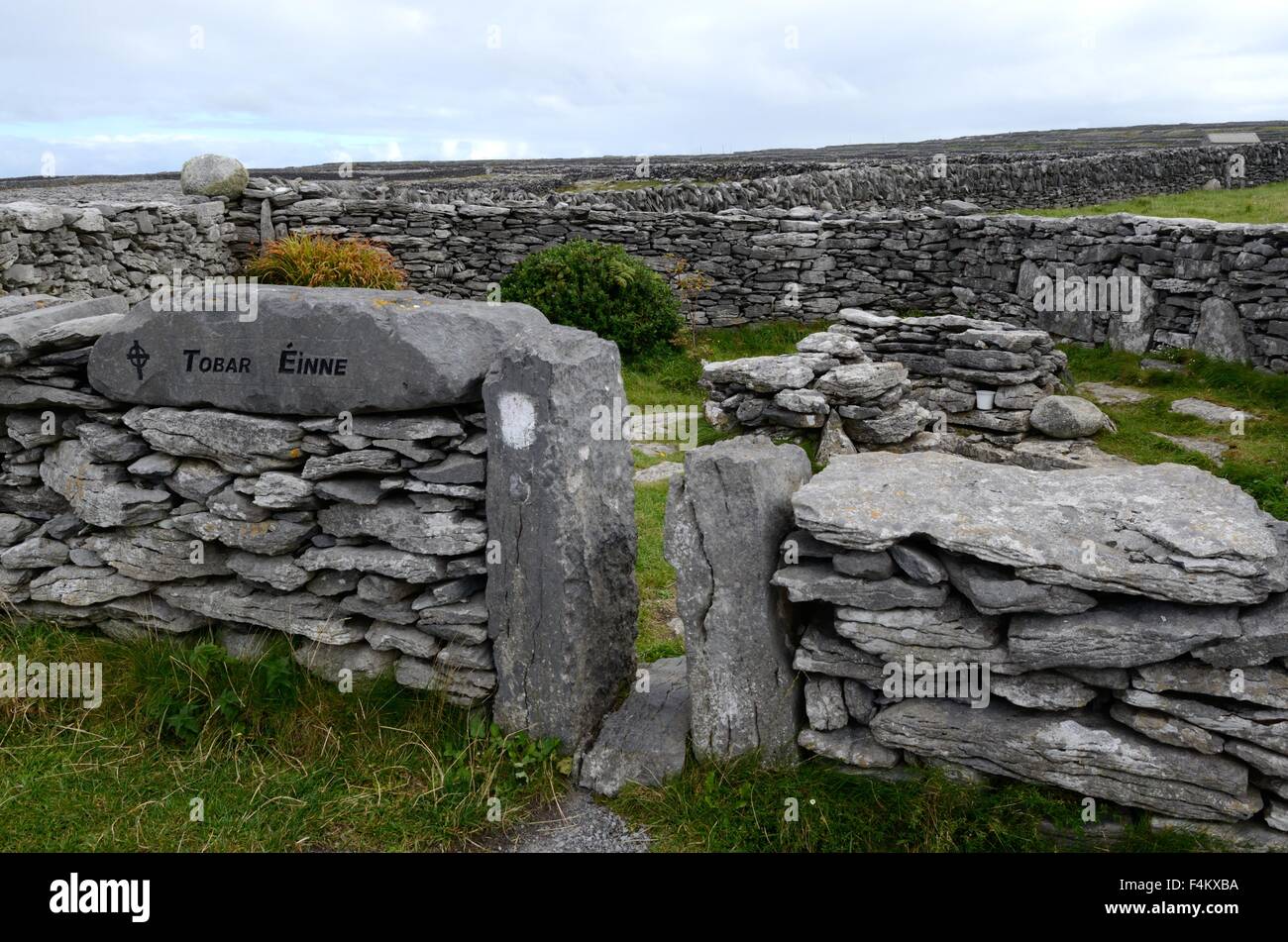 Tobar Eanna Pozzo santo Inis Oirr Inisheer Isole Aran Irlanda Foto Stock