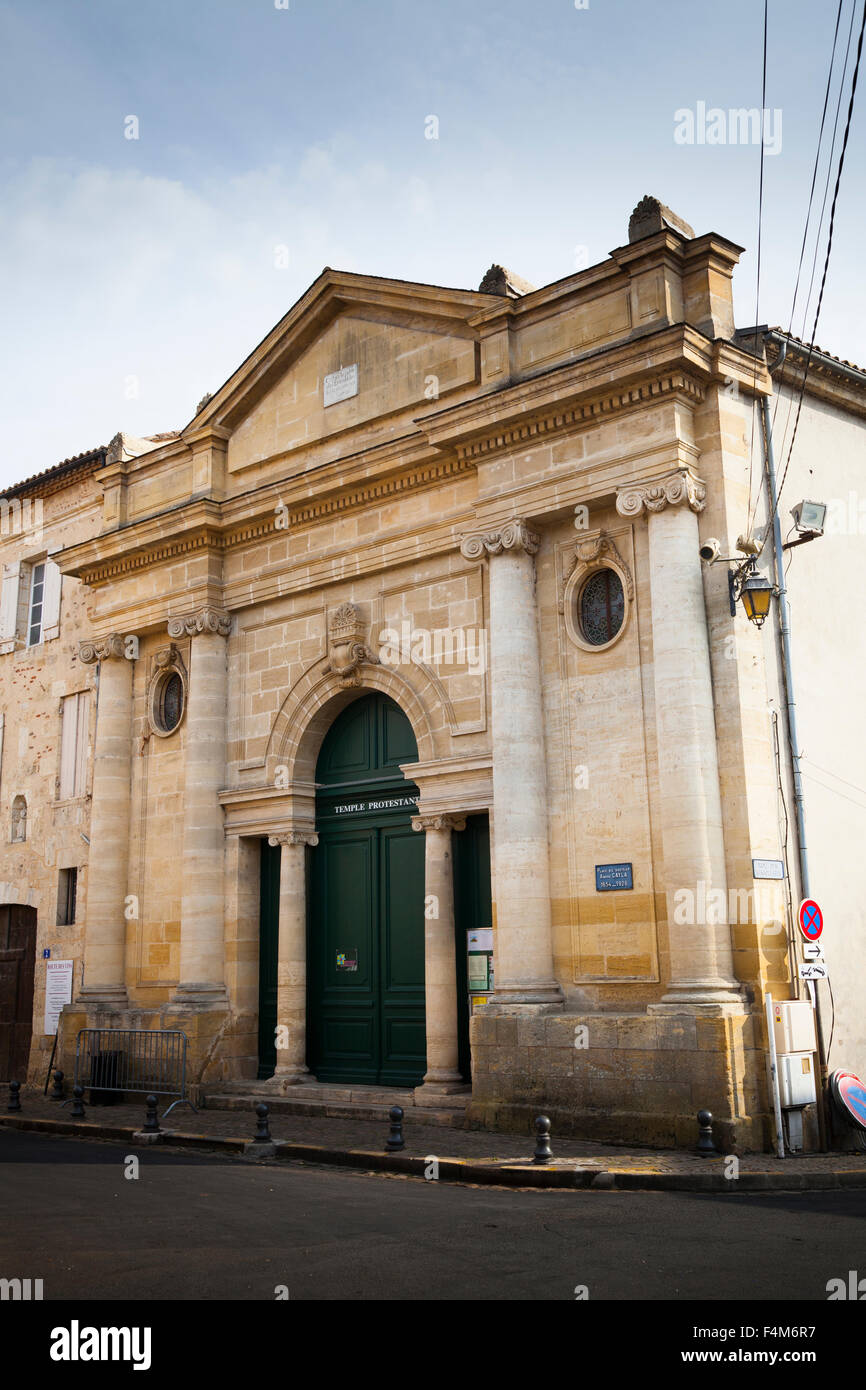 Il tempio protestante in Place du Docteur Andre Cayla in Bergerac Francia Foto Stock