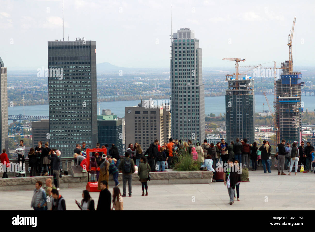 La città di Montreal, dal Mont-Royal Lookoff. Foto Stock