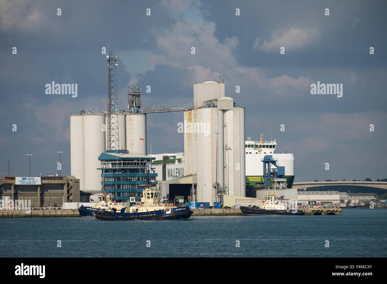 Testa di dock in Southampton Docks, Southampton, Hampshire, Regno Unito Foto Stock