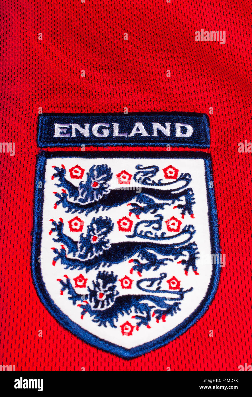 LONDON, Regno Unito - 19 OTTOBRE 2015: i tre leoni su un England Football Shirt, il 19 ottobre 2015. Foto Stock