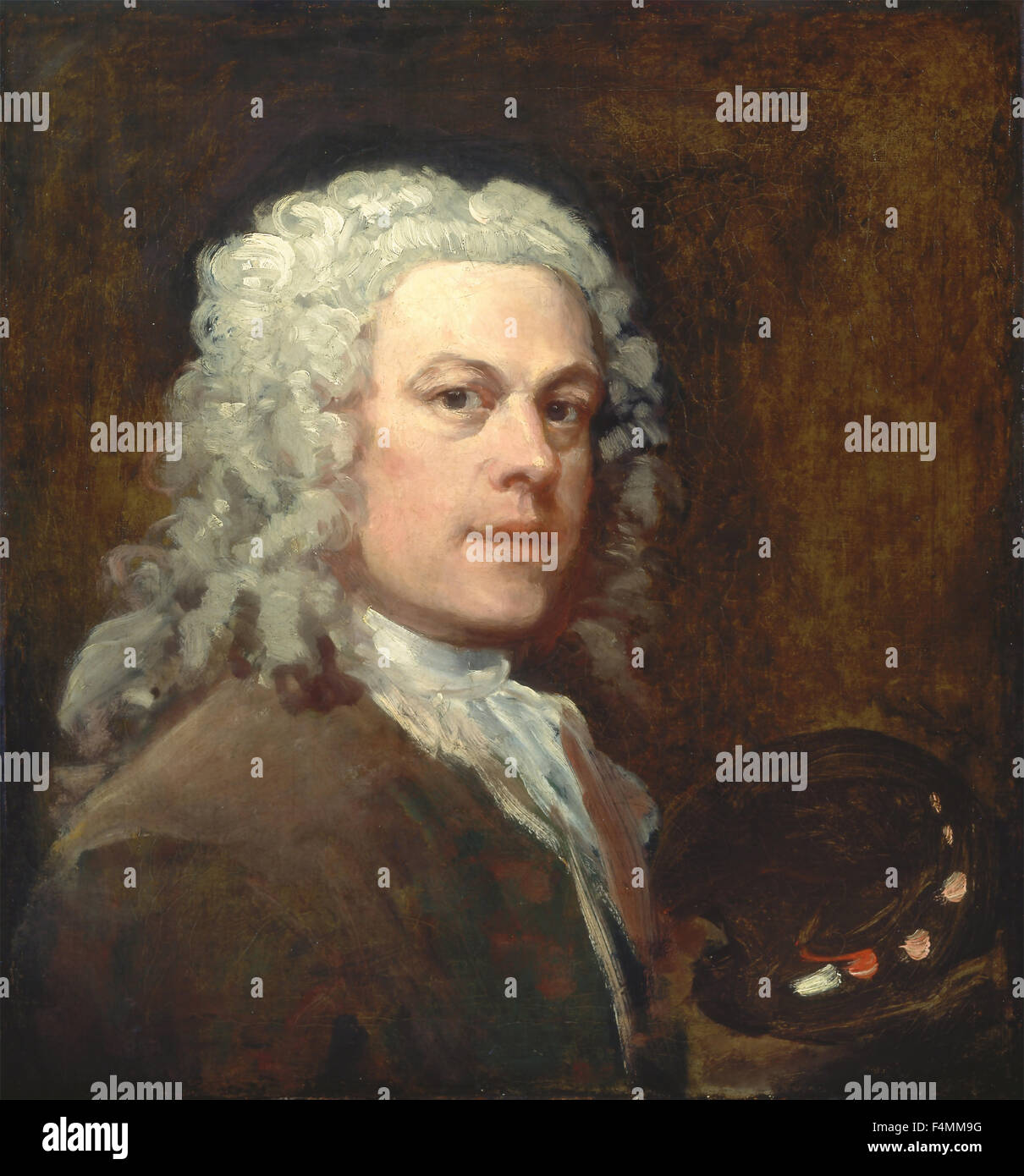 WILLIAM HOGARTH (16907-1764) Self Portrait circa 1735 dell'artista inglese, stampa maker e critico sociale Foto Stock