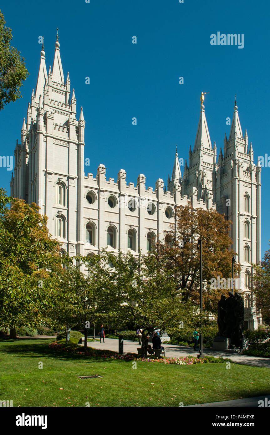 Tempio mormone, Salt Lake City, Utah, Stati Uniti d'America Foto Stock