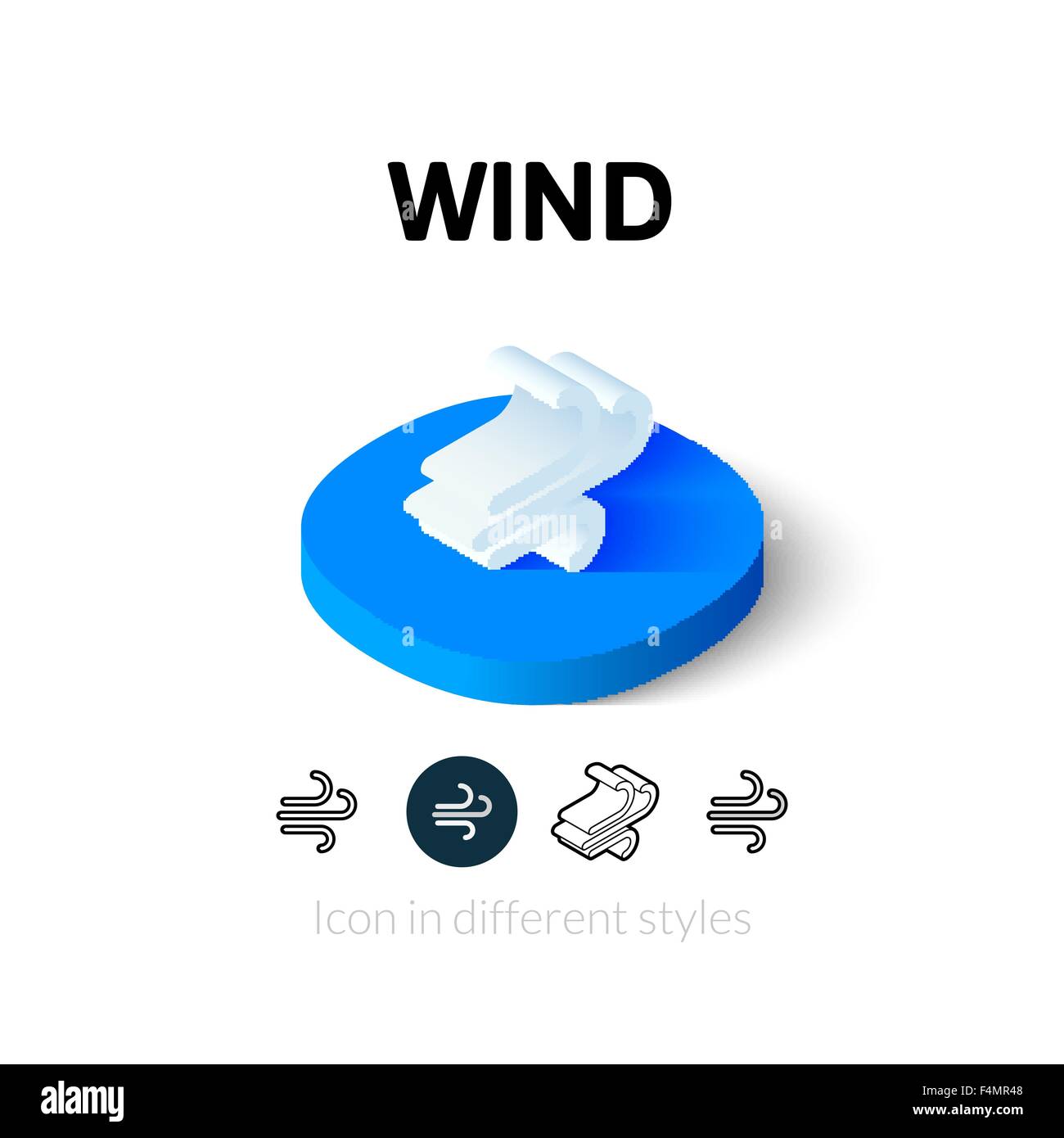 Icona del vento in stile differente Illustrazione Vettoriale