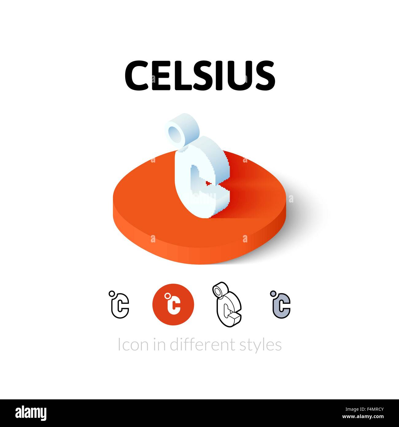 Icona di Celsius in stile differente Illustrazione Vettoriale