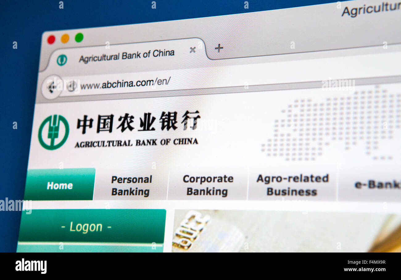 LONDON, Regno Unito - 21 giugno 2015: Il sito web della Banca agricola di Cina, il 21 giugno 2015. Foto Stock
