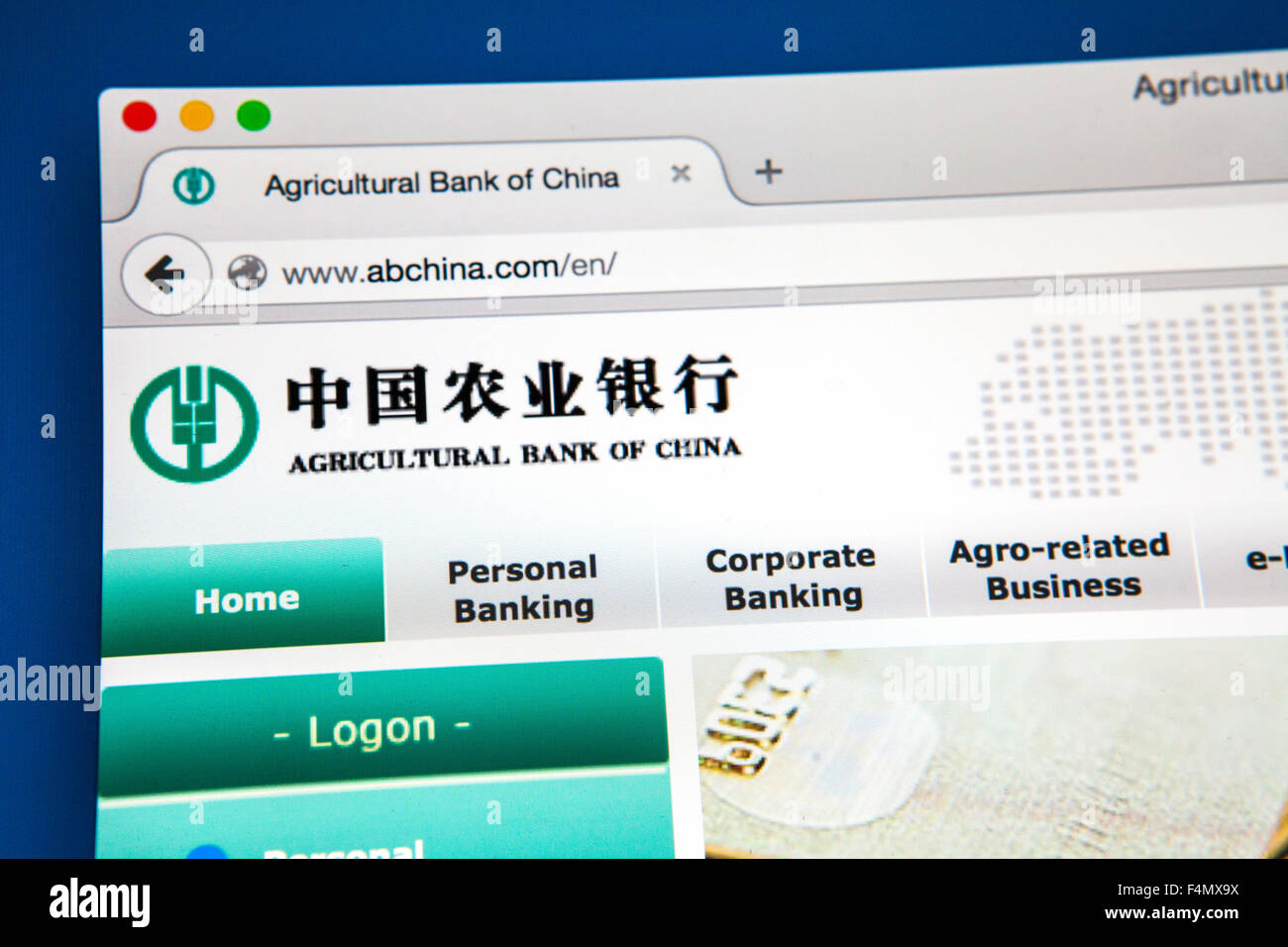 LONDON, Regno Unito - 21 giugno 2015: Il sito web della Banca agricola di Cina, il 21 giugno 2015. Foto Stock