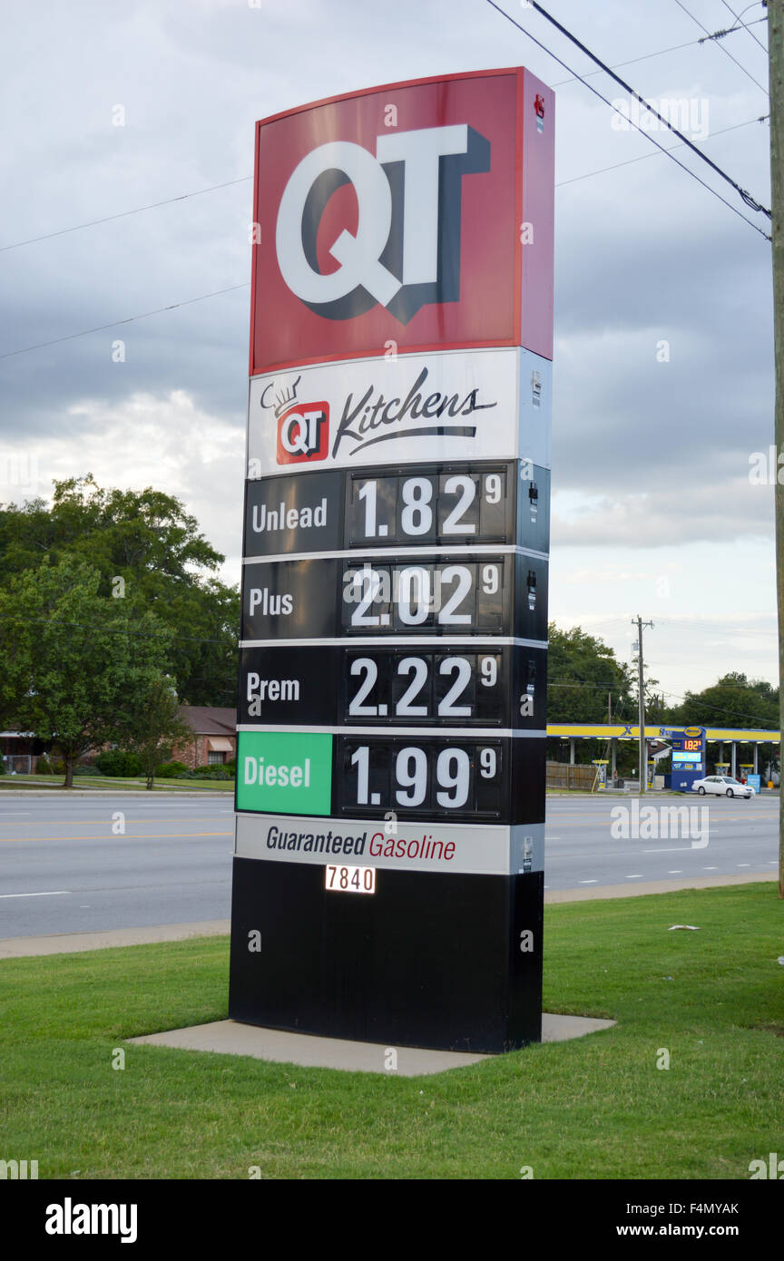 Segno che mostrano una bassa i prezzi del gas in noi. Foto Stock
