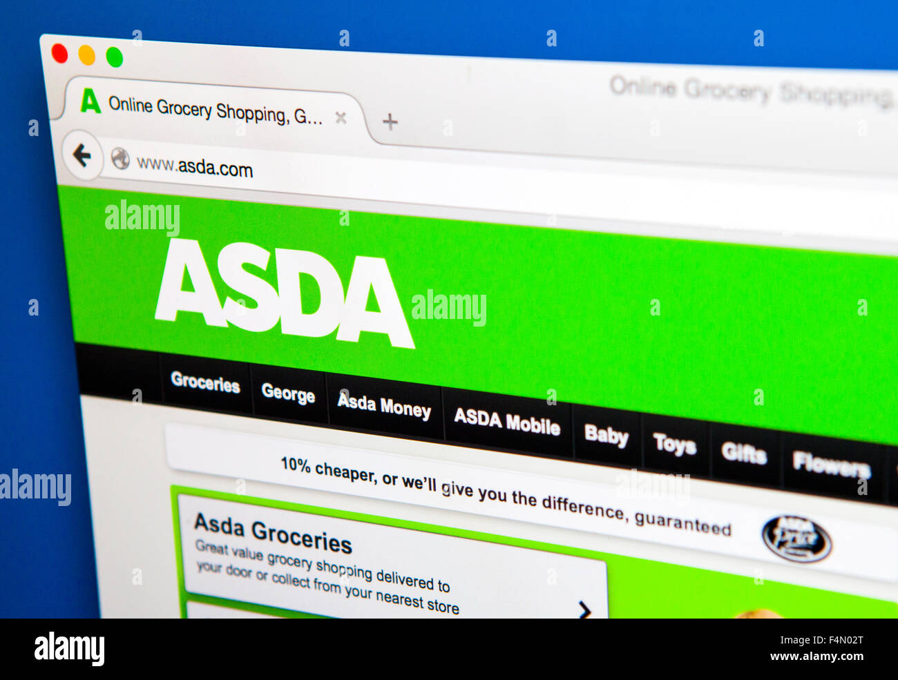 LONDON, Regno Unito - 19 giugno 2015: la homepage del sito Asda, il 19 giugno 2015. Foto Stock