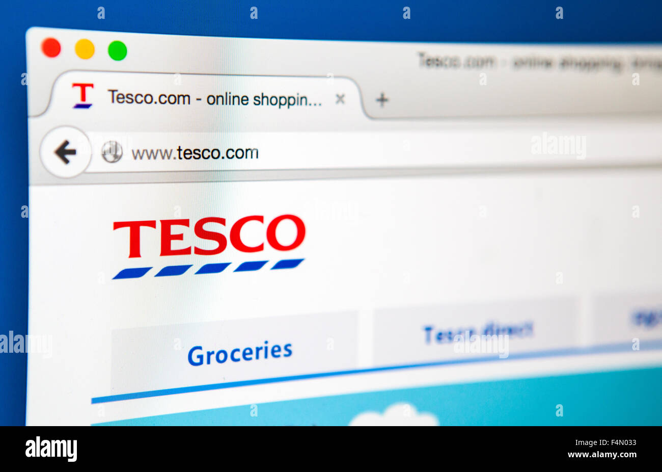 LONDON, Regno Unito - 19 giugno 2015: la homepage del sito web Tesco, il 19 giugno 2015. Foto Stock