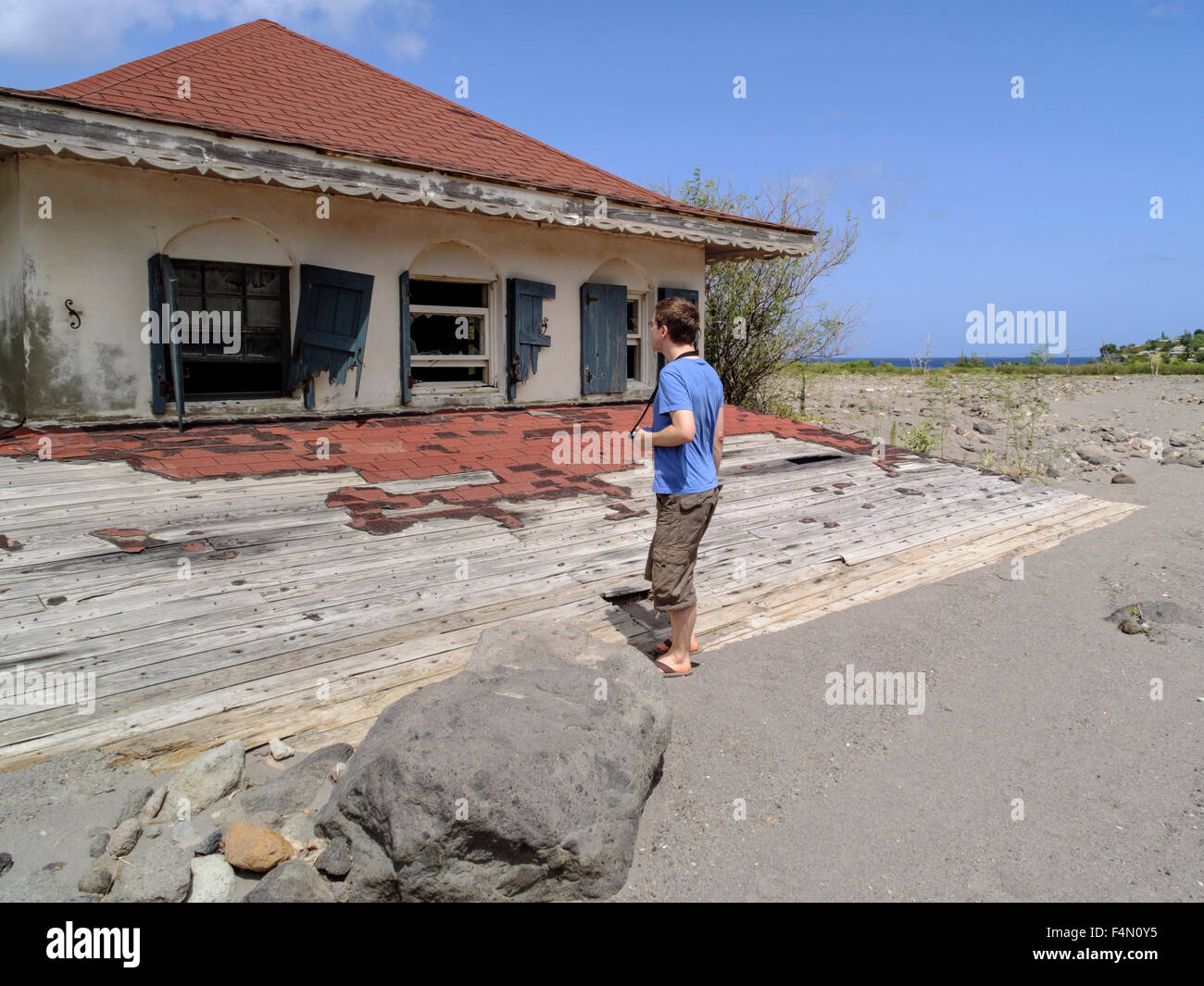 Montserrat, dei Caraibi. Zona C di città capitale Plymouth distrutto da 1995 eruzioni. Foto Stock