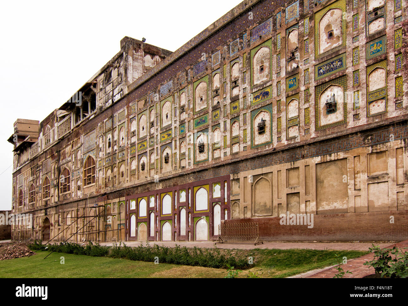Pareti esterne e i dettagli di Lahore fort nel Punjab, Pakistan Foto Stock