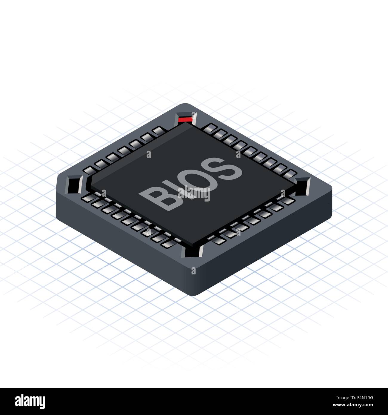 Isometrica del chip del BIOS Illustrazione Vettoriale