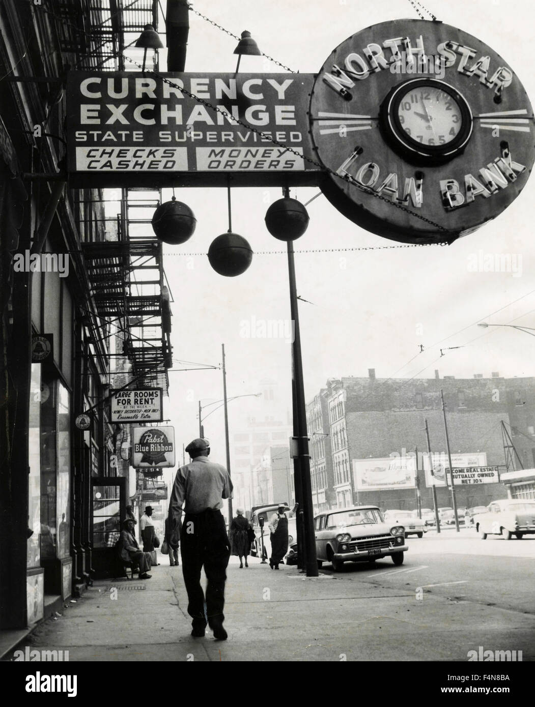Clark Street, Chicago, Illinois, Stati Uniti d'America Foto Stock