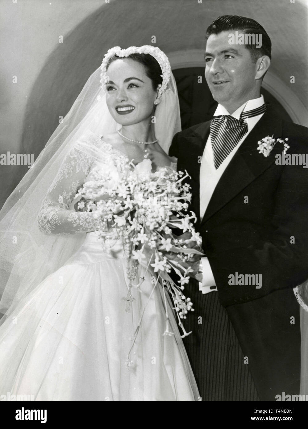 Ann Blyth e suo marito, il matrimonio di Ann Blyth e James McNulty, Hollywood, CA, Stati Uniti d'America Foto Stock