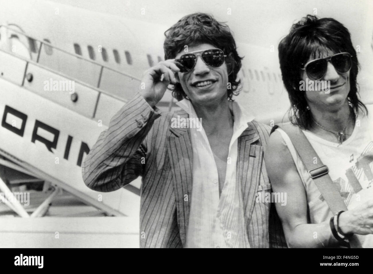 Mick Jagger e Ron Wood, Rolling Stones, musicisti, REGNO UNITO Foto Stock