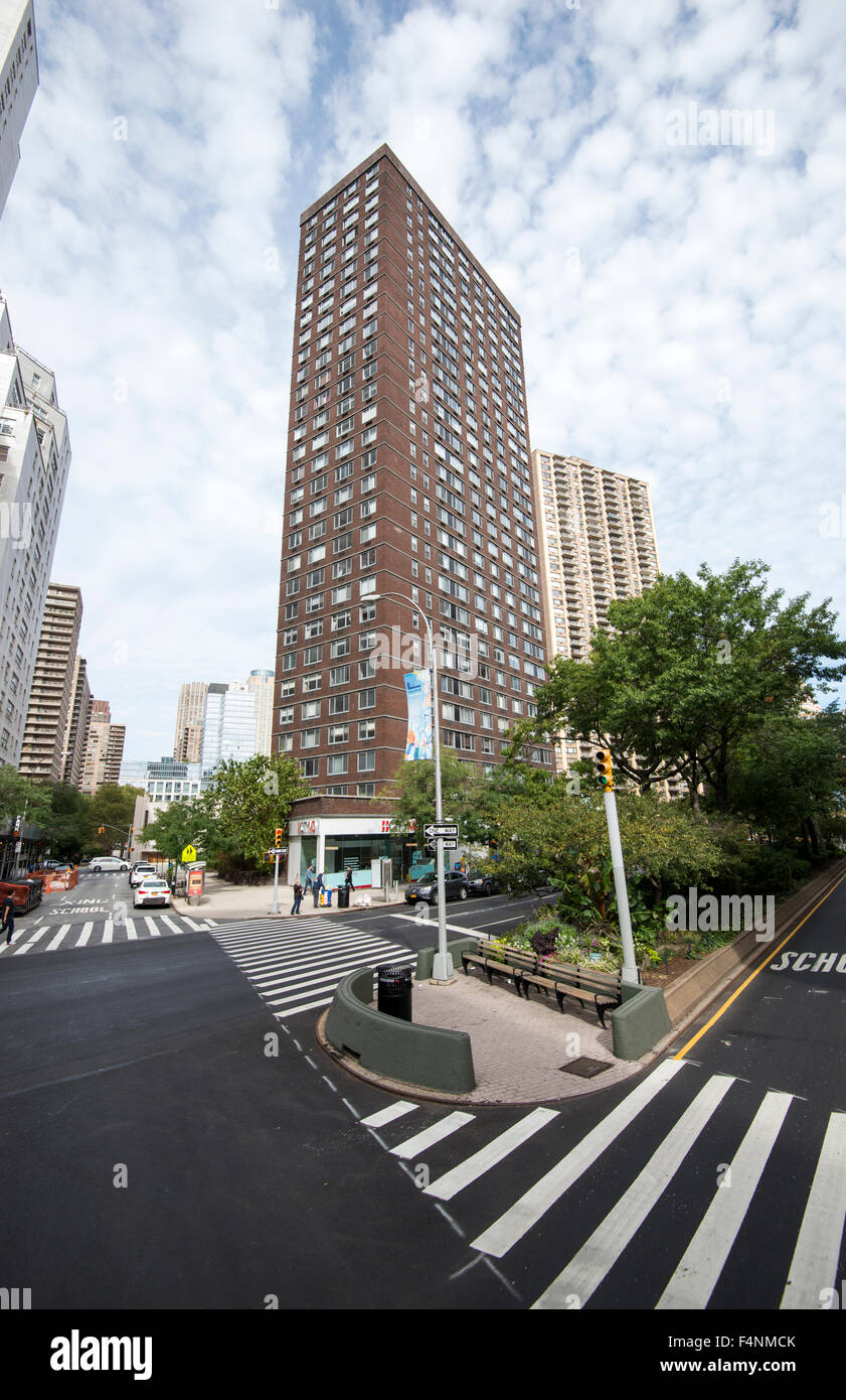 Amsterdam Avenue e Broadway, New York City USA Foto Stock