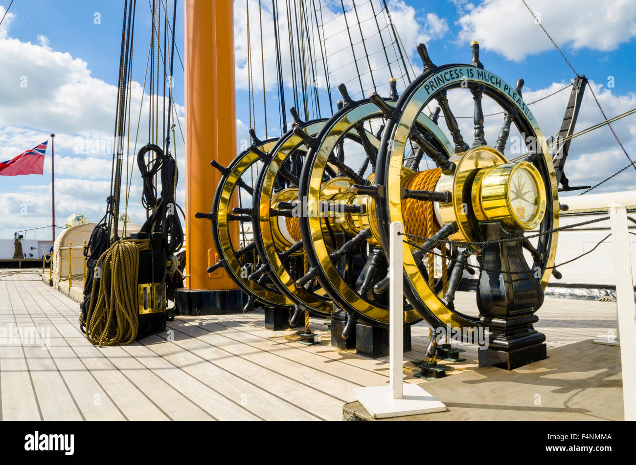La nave volante del guerriero HMS a Portsmouth Historic Dockyard, Hampshire, Inghilterra. Foto Stock