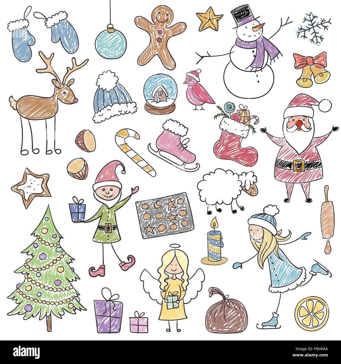 Illustrazione di Natale i bambini di disegni Foto Stock