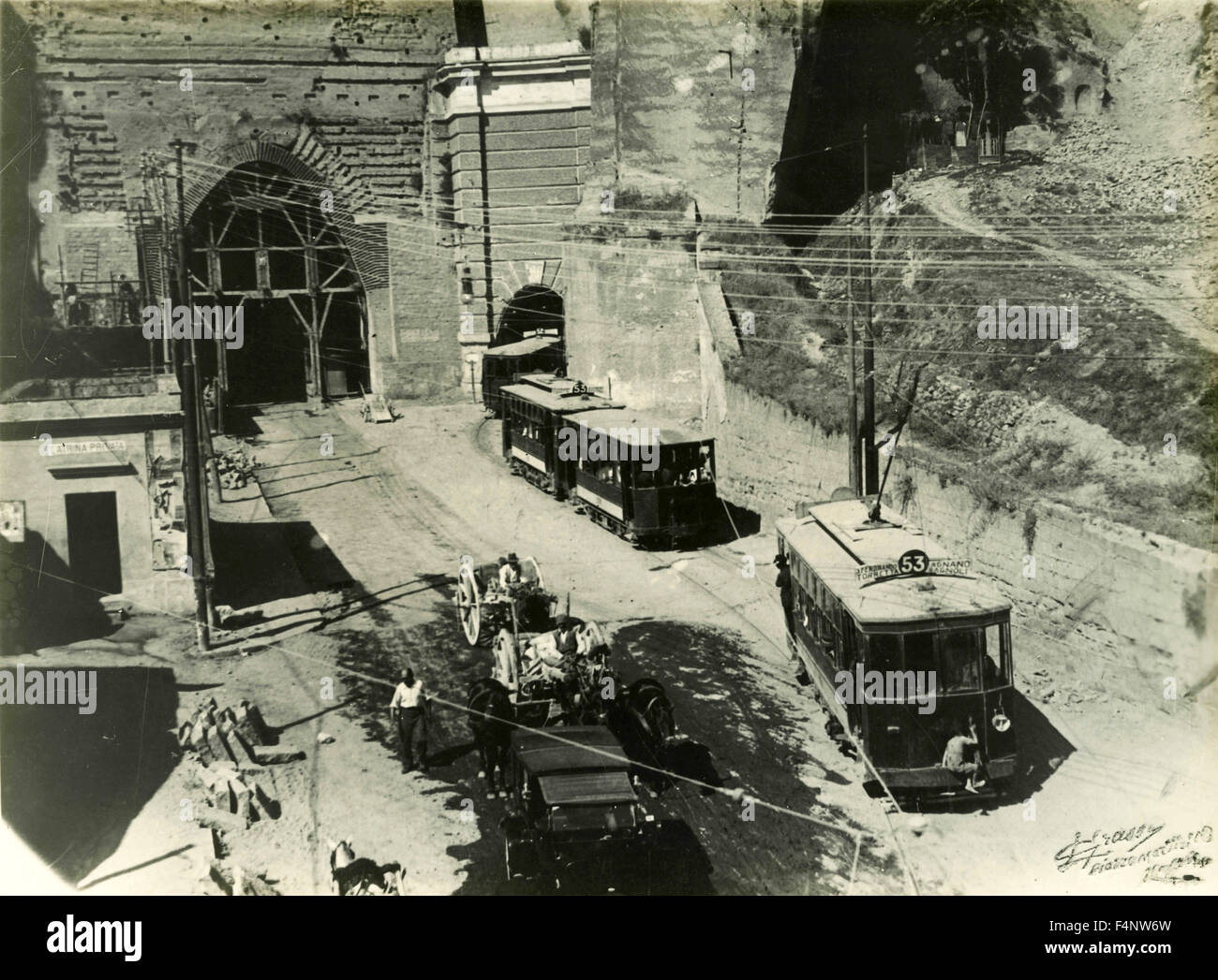 La costruzione della galleria del Lazio, Napoli, Italia Foto Stock