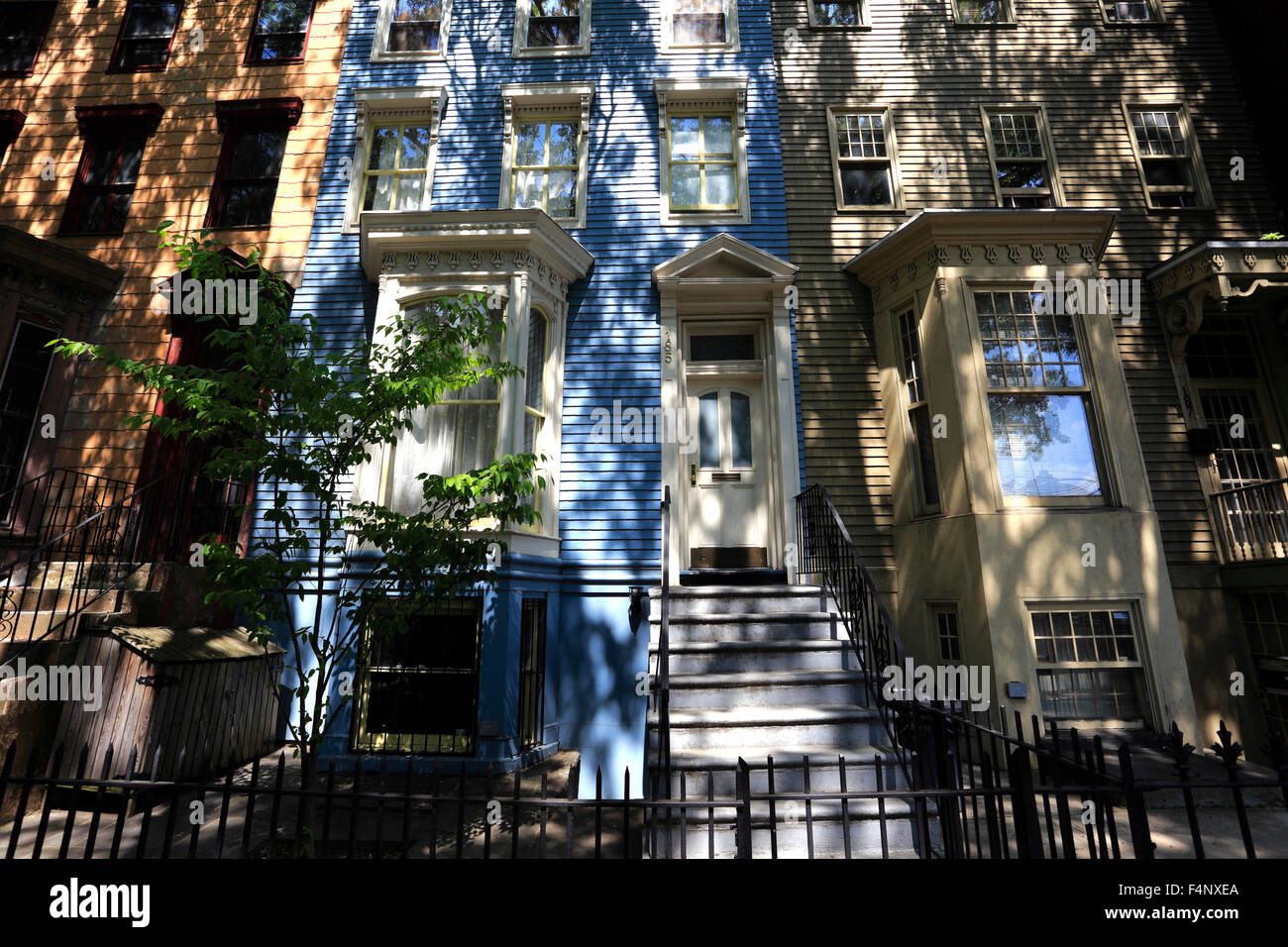 Townhouse apartments Lafayette Ave. in Fort Greene sezione di Brooklyn New York City Foto Stock