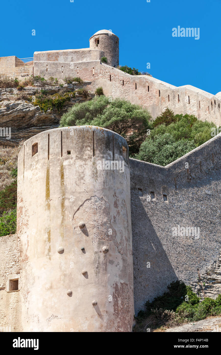 La cittadella a Bonifacio. La Corsica, Francia, foto verticale Foto Stock