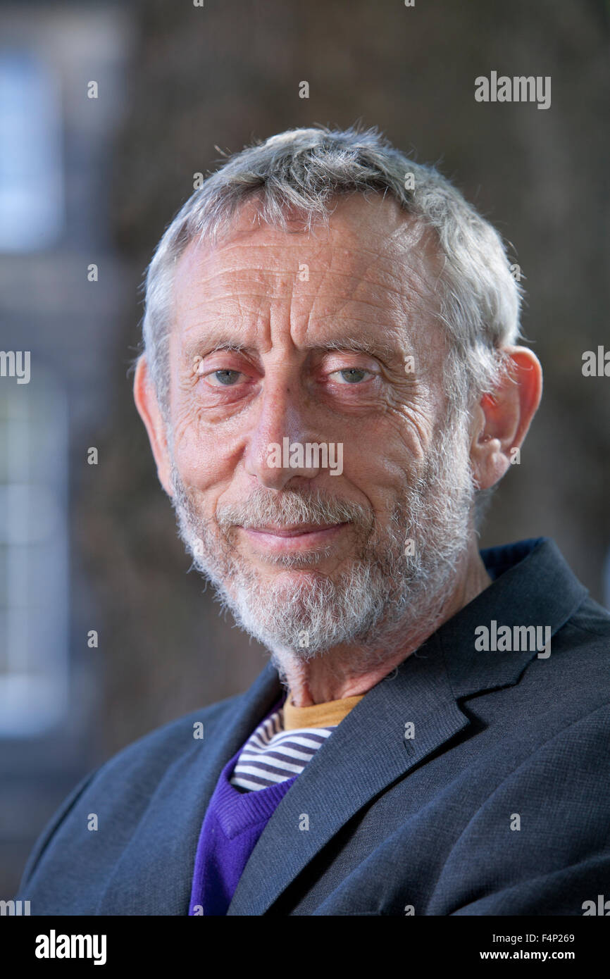 Michael Wayne Rosen, l'inglese per bambini e romanziere poeta, all'Edinburgh International Book Festival 2015. Foto Stock