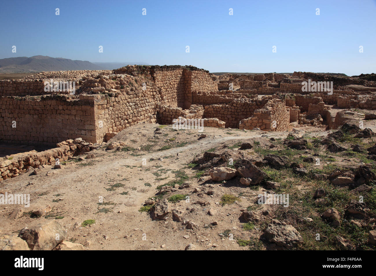 Samhuram, Khor Rouri, sito di scavo nel vecchio incenso rotta commerciale, patrimonio culturale mondiale dell Unesco, vicino Salalah, Oman Foto Stock