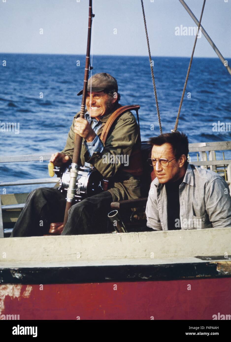 Robert Shaw Roy Scheider / ganasce 1975 diretto da Steven Spielberg Foto Stock
