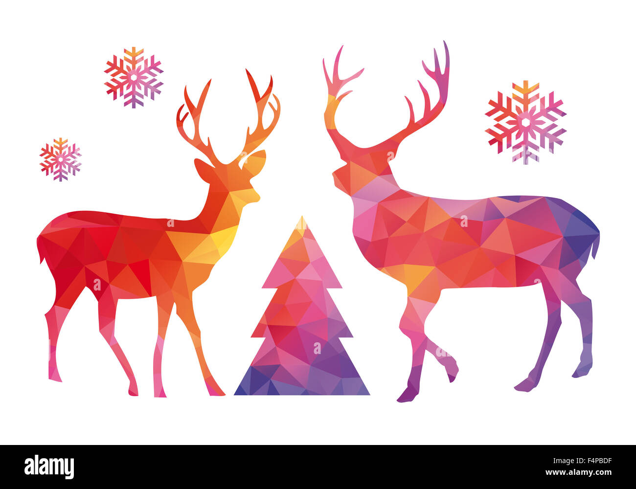 Natale cervo con poligono geometrico pattern Foto Stock