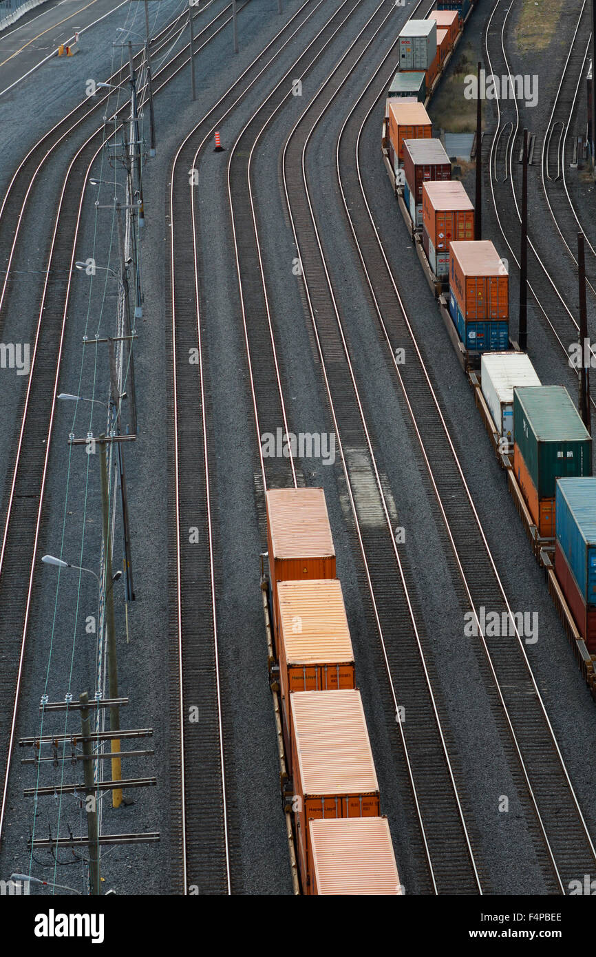 Il porto vecchio di linee ferroviarie a Montreal, in Quebec. Foto Stock