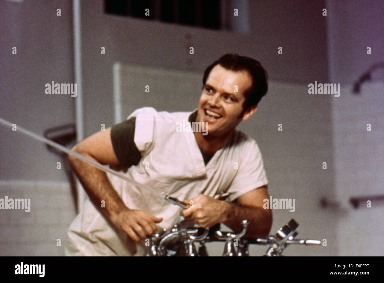 Jack Nicholson / Uno è volato oltre il cuculo's Nest / 1975 diretto da Milos Forman Foto Stock