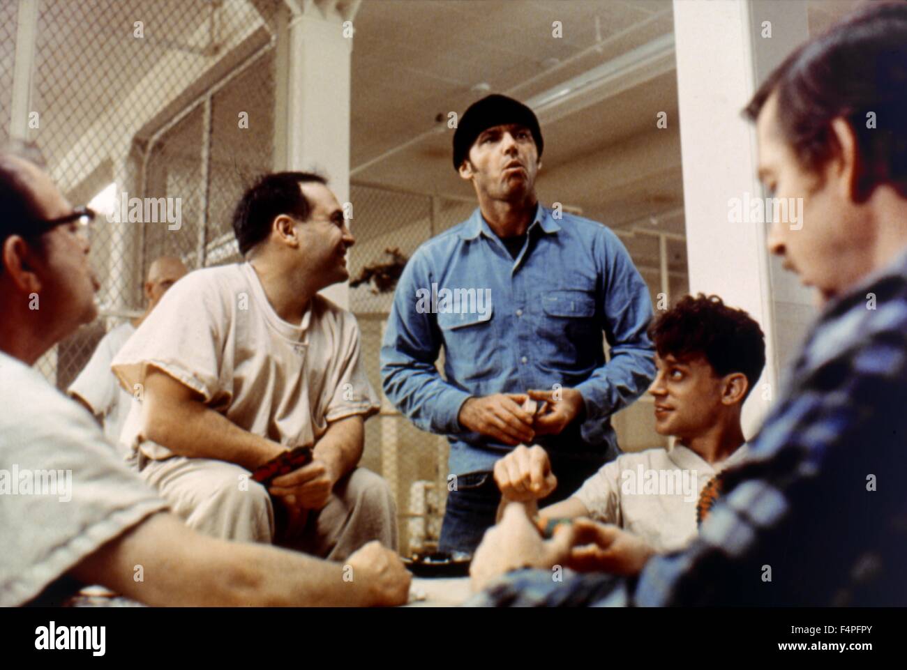 Danny De Vito, Jack Nicholson e Brad Dourif / Uno è volato oltre il cuculo's Nest / 1975 diretto da Milos Forman Foto Stock