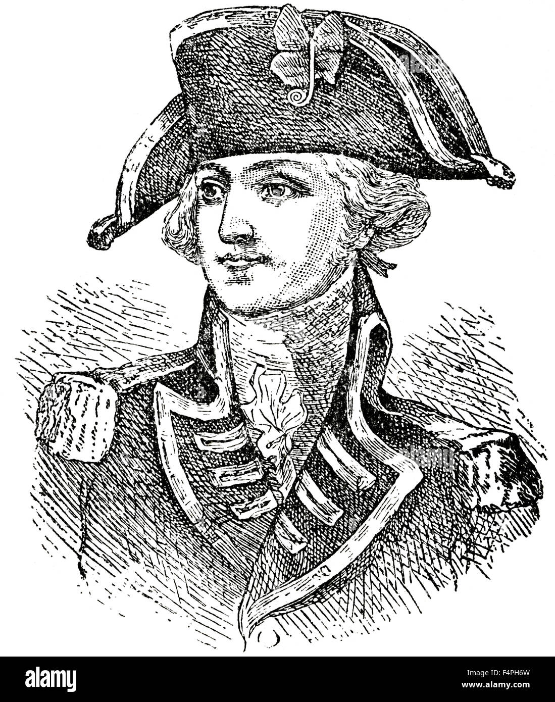 Il generale John Burgoyne (1722-92), ufficiale dell'Esercito Britannico e uomo politico, incisione, 1889 Foto Stock