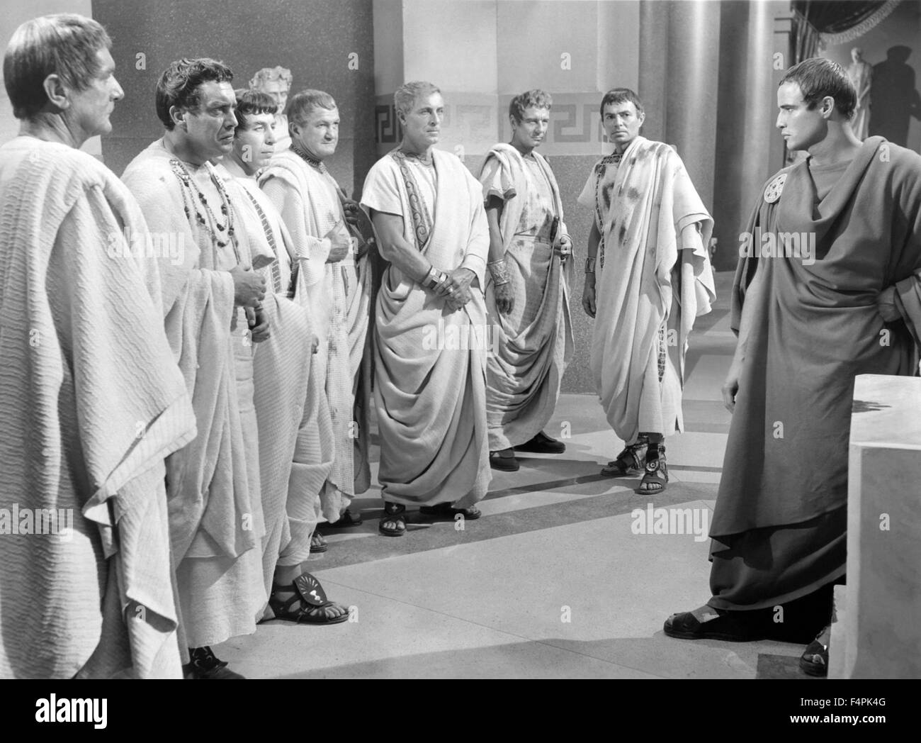 William Cottrell, Edmond O'Brien, Jack Raines, Tom poteri, John Hoyt, John Gielgud, James Mason e Marlon Brando / Julius Caesar / 1953 diretto da Joseph L. Mankiewicz Foto Stock
