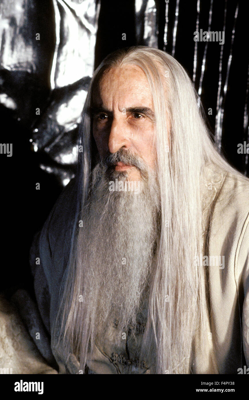 Christopher Lee,Il Signore degli Anelli 2001 diretto bt Peter Jackson. New Line Cinema / dado alettato film / La Saul Zaentz Company Foto Stock