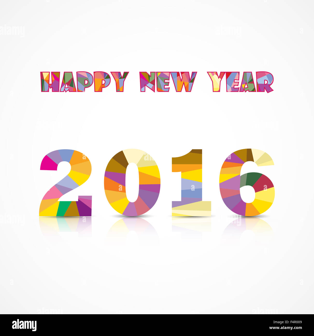 Felice Anno Nuovo 2016.Colorata greeting card design.illustrazione per la vacanza design. Parte poster, biglietto di auguri Foto Stock