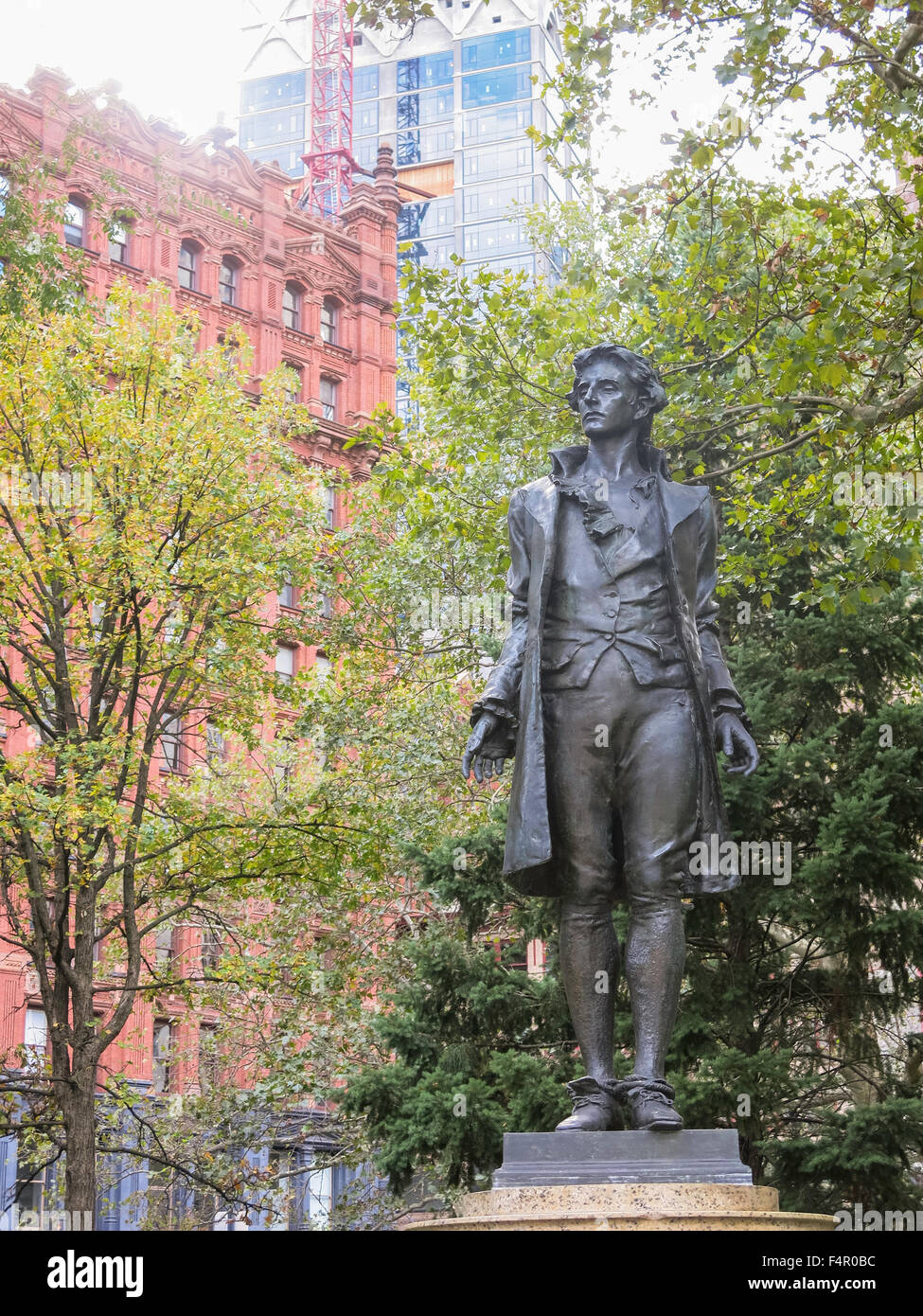 Nathan Hale Statua in City Hall Park, NYC Foto Stock