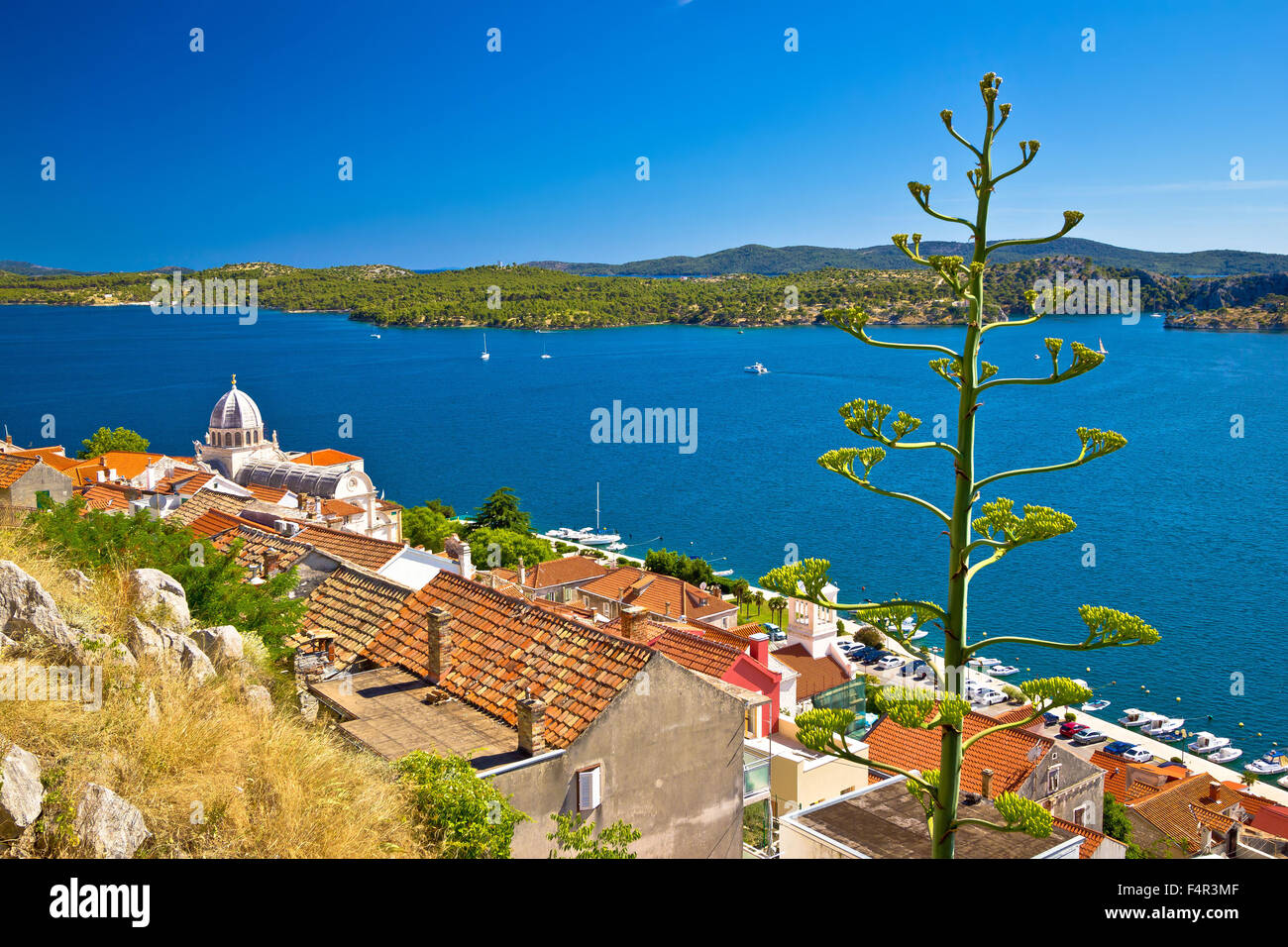 UNESCO città di Sibenik historic waterfront, Dalmazia, Croazia Foto Stock