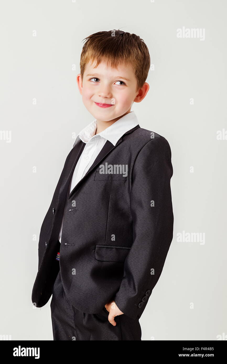 Little Boy in un business suit Foto Stock