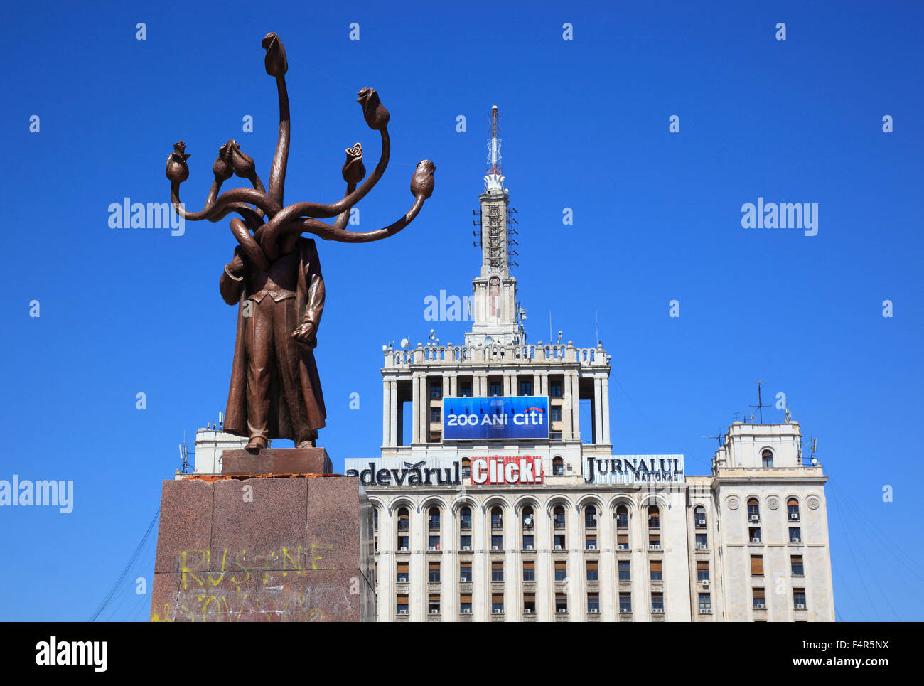 Premere House, Casa Presei Libere, casa della free press, House, premere Piata Presei Libere Square, Bucarest, Romania Foto Stock