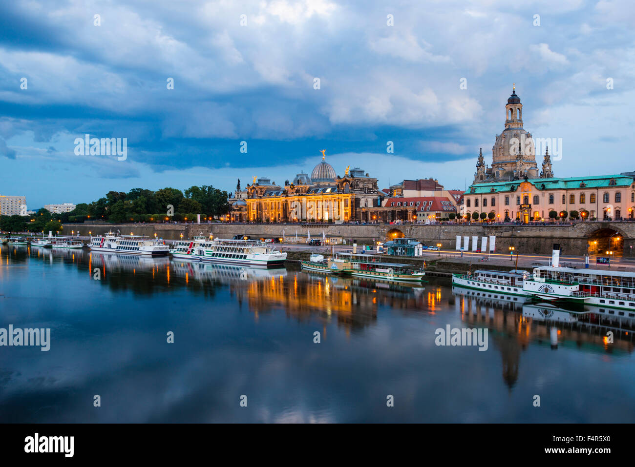 Brühlsche terrazza, Germania, Dresda, Elba, Europa, Chiesa di Nostra Signora, stato libero, Accademia di belle arti, a cupola, Sassone, steamboat, Seku Foto Stock