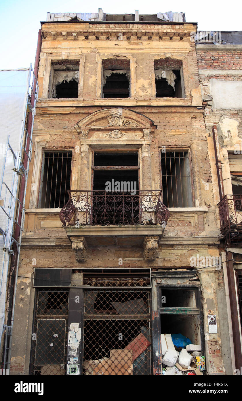 Area di riqualificazione, edifici elencati nel centro storico di Bucarest per la riabilitazione, Romania Foto Stock