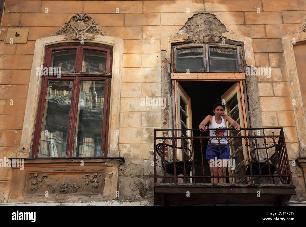 Area di riqualificazione, edifici elencati nel centro storico di Bucarest per la riabilitazione, Romania Foto Stock