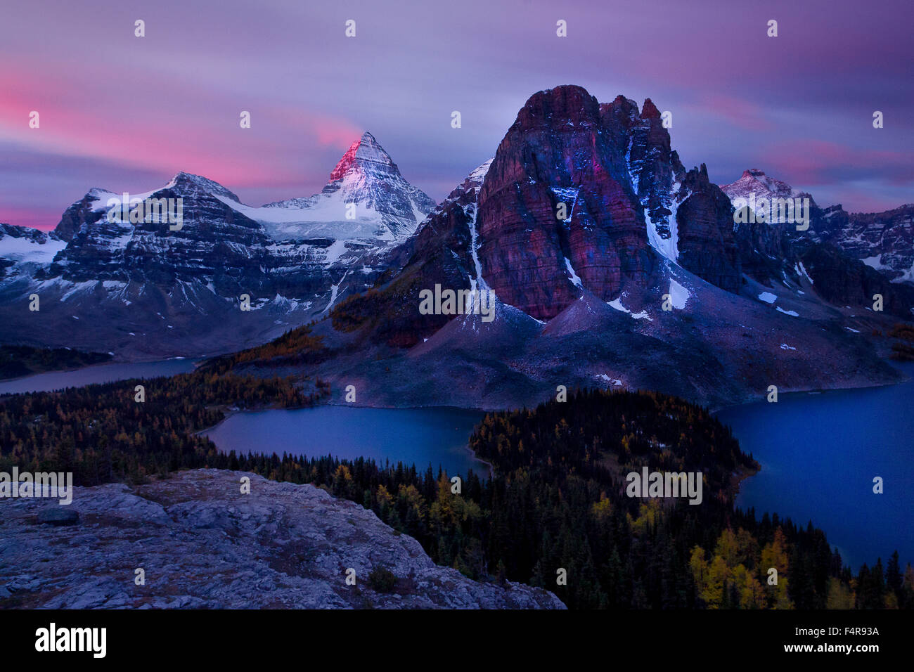 Canada, Provincia, natura, paesaggio, Rockies, Canadian Rockies, Montagne, Lago, scenario, British Columbia, il Monte Assiniboine, L Foto Stock