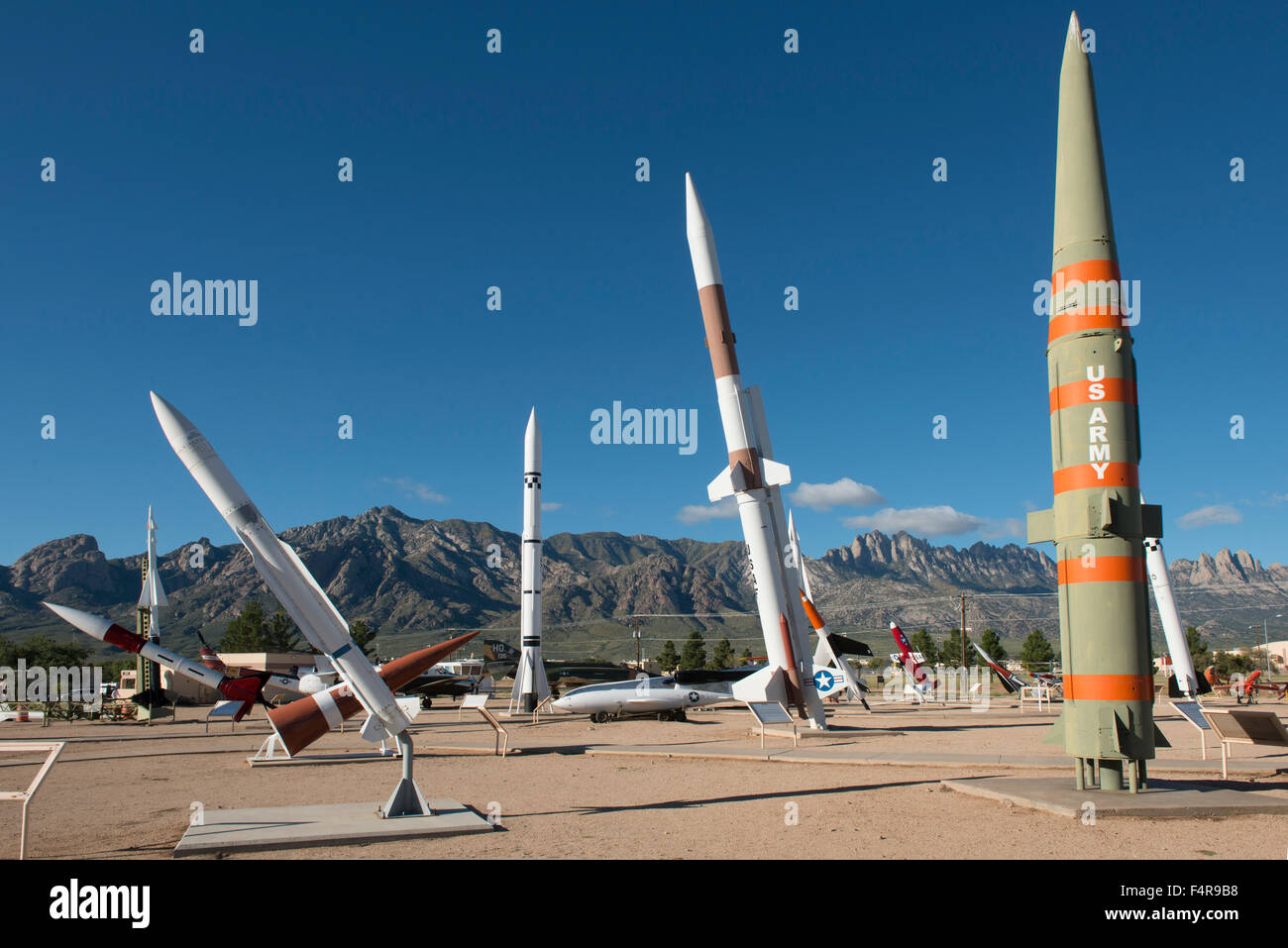Stati Uniti d'America, Stati Uniti, America, Southwest New Mexico, sabbie bianche, gamma Missile Museum, Dona Ana County, rucola, rocket park, mil Foto Stock