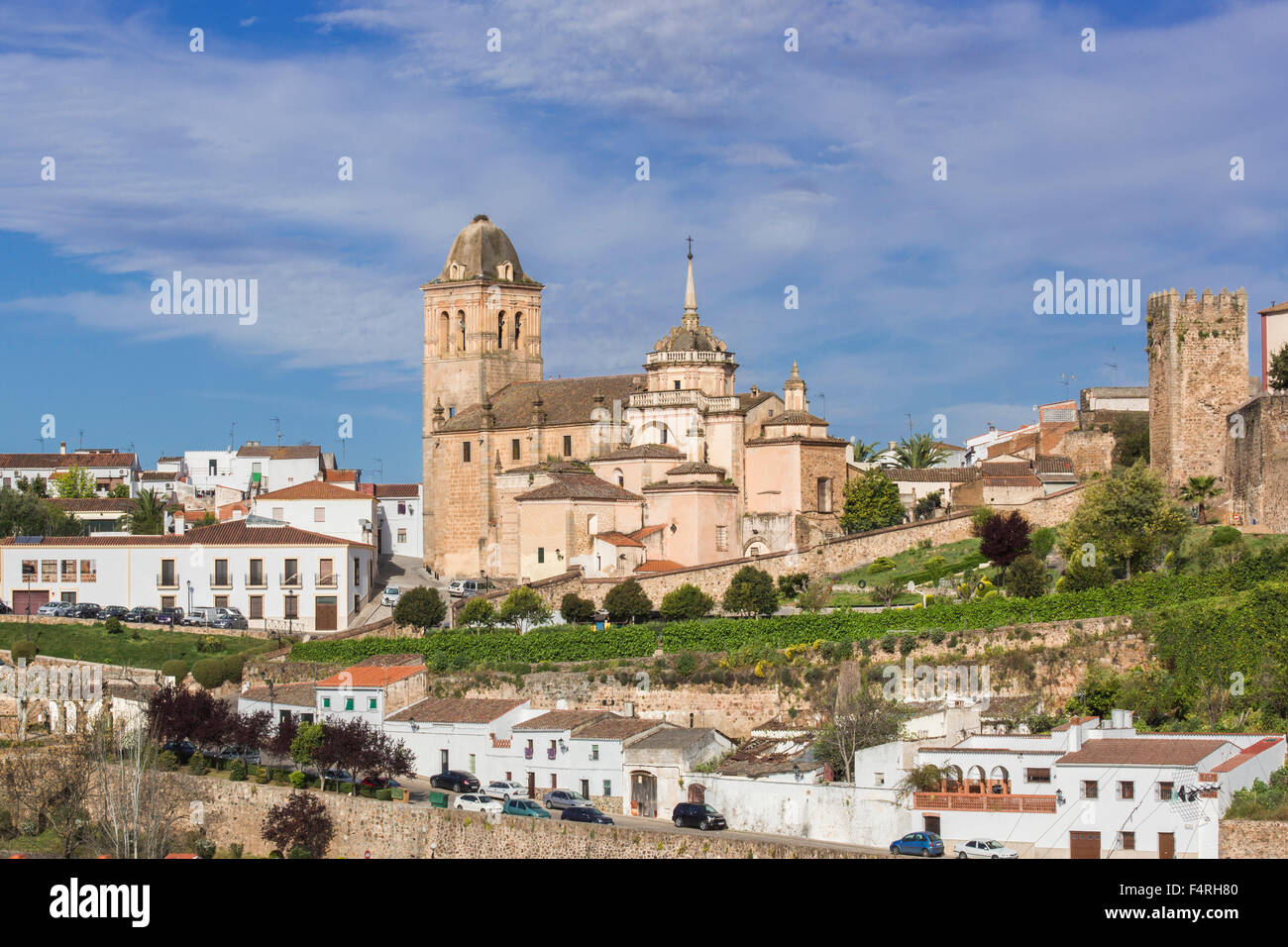 Città, incarnazione, Extremadura, Regione di Jerez de los Caballeros, Spagna, Europa, molla, architettura, Belfry, celebrazione, churc Foto Stock