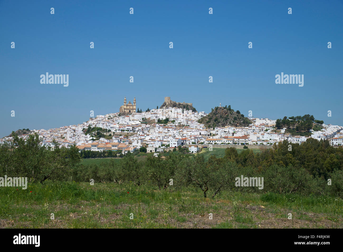 Andalusia, Spagna, Europa, fuori, giorno Olvera, villaggio bianco, villaggi, nessuno, vista città, paese, città, Foto Stock